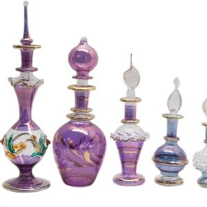 Set of 5 Egyptian Perfume Bottles Glass (Purple Collection)
