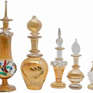Set of 5 Egyptian Perfume Bottles Glass (Yellow Collection)