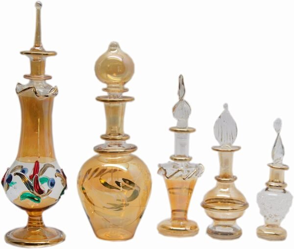 Set of 5 Egyptian Perfume Bottles Glass (Yellow Collection)